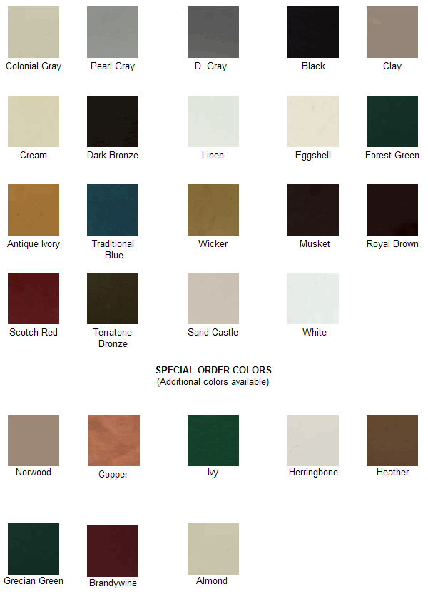 Seamless Gutter Color Chart